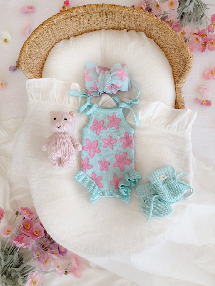 Knitted Booties - Aqua