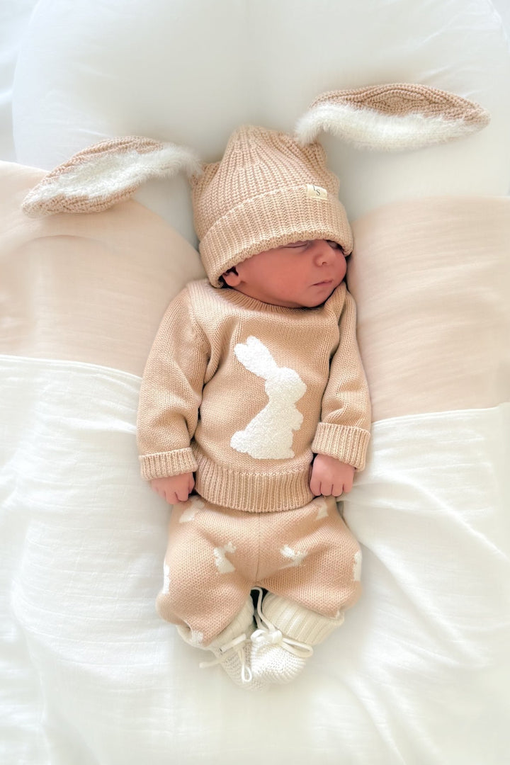 Bunny Chunky Knit Beanie - Oat