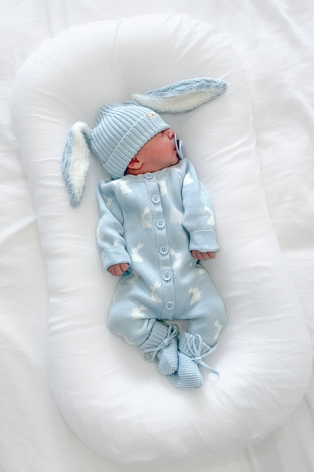 Knitted Louie Romper - Little Bunny Sky Blue