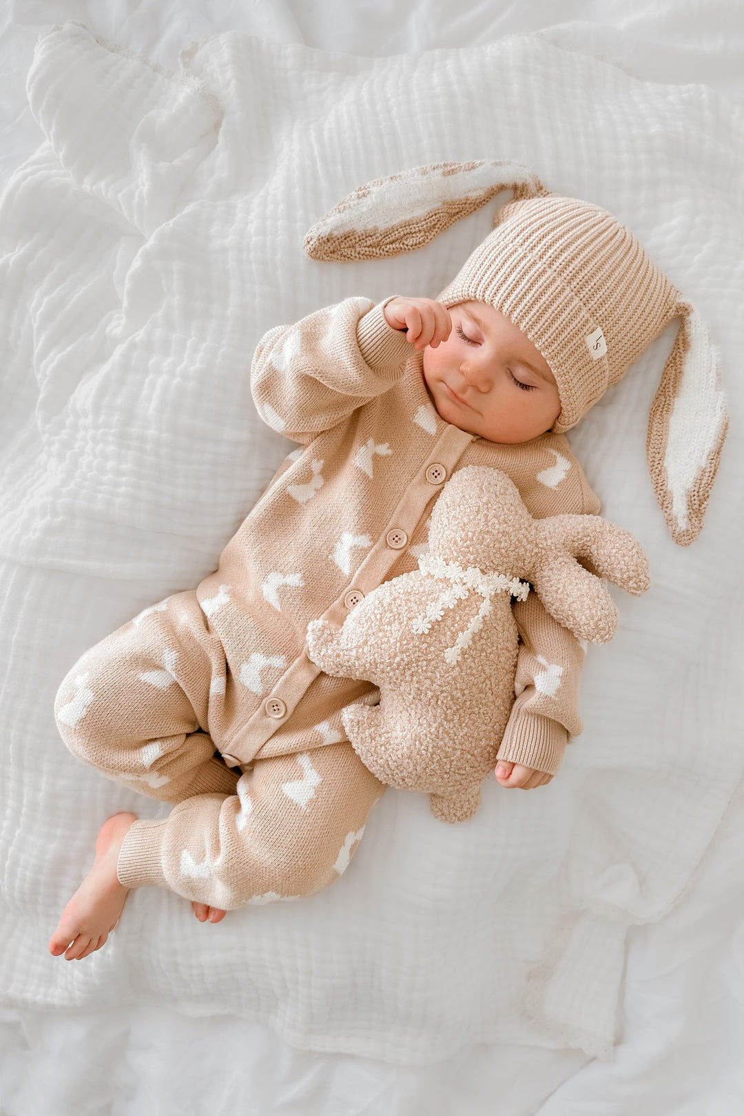 Knitted Louie Romper - Little Bunny Oat
