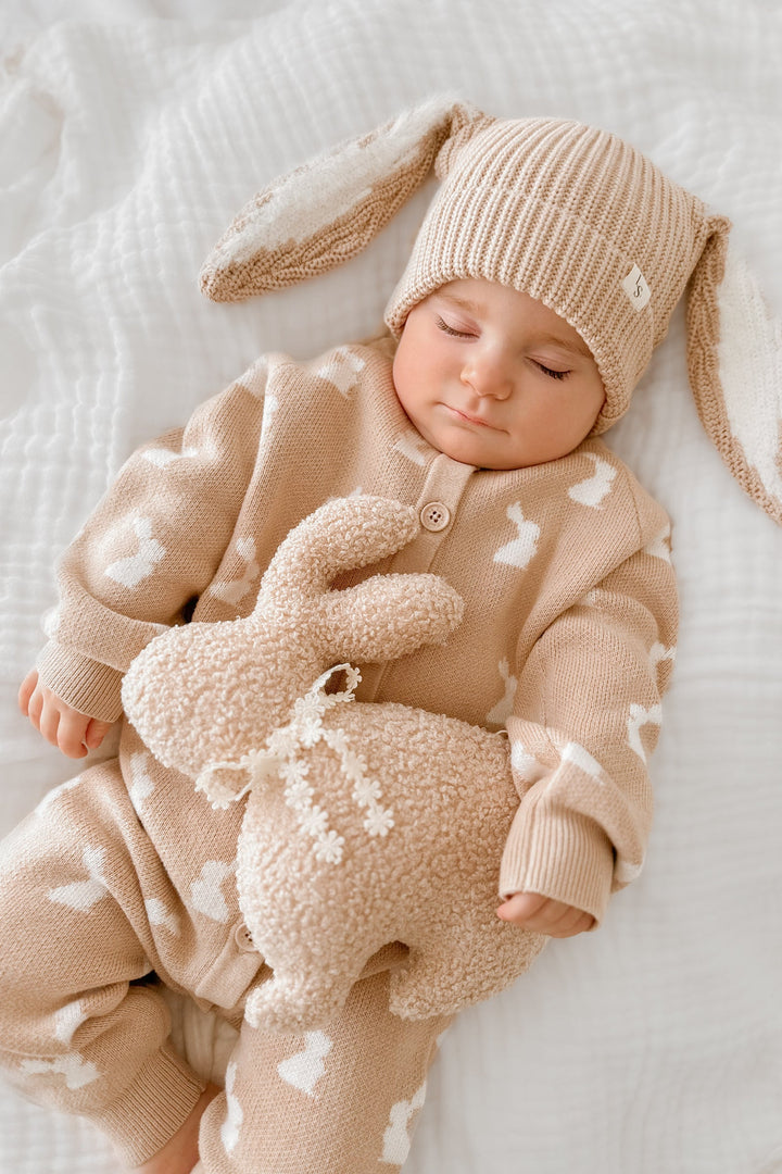 Knitted Louie Romper - Little Bunny Oat