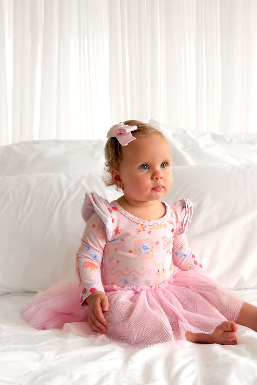 Long Sleeve Tutu Dress - Pink Easter Picnic