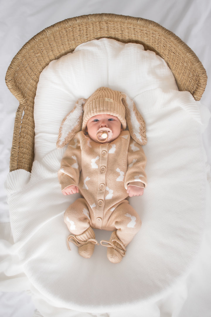 Knitted Louie Romper - Little Bunny Oat