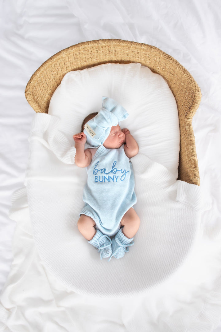 Classic Knitted Romper - Sky Blue