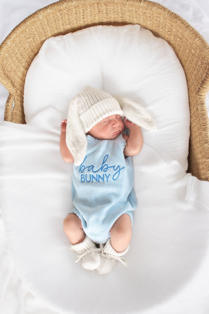 Classic Knitted Romper - Sky Blue