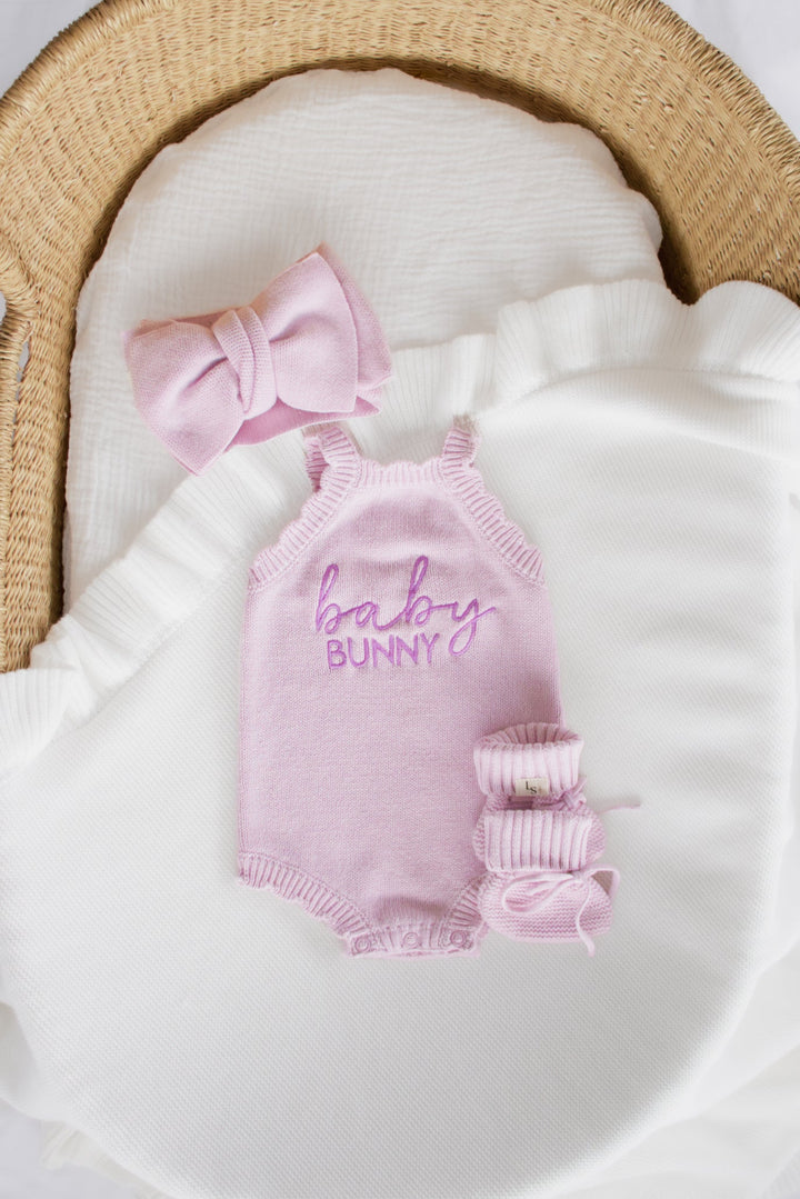 Classic Knitted Romper - Lilac Blossom
