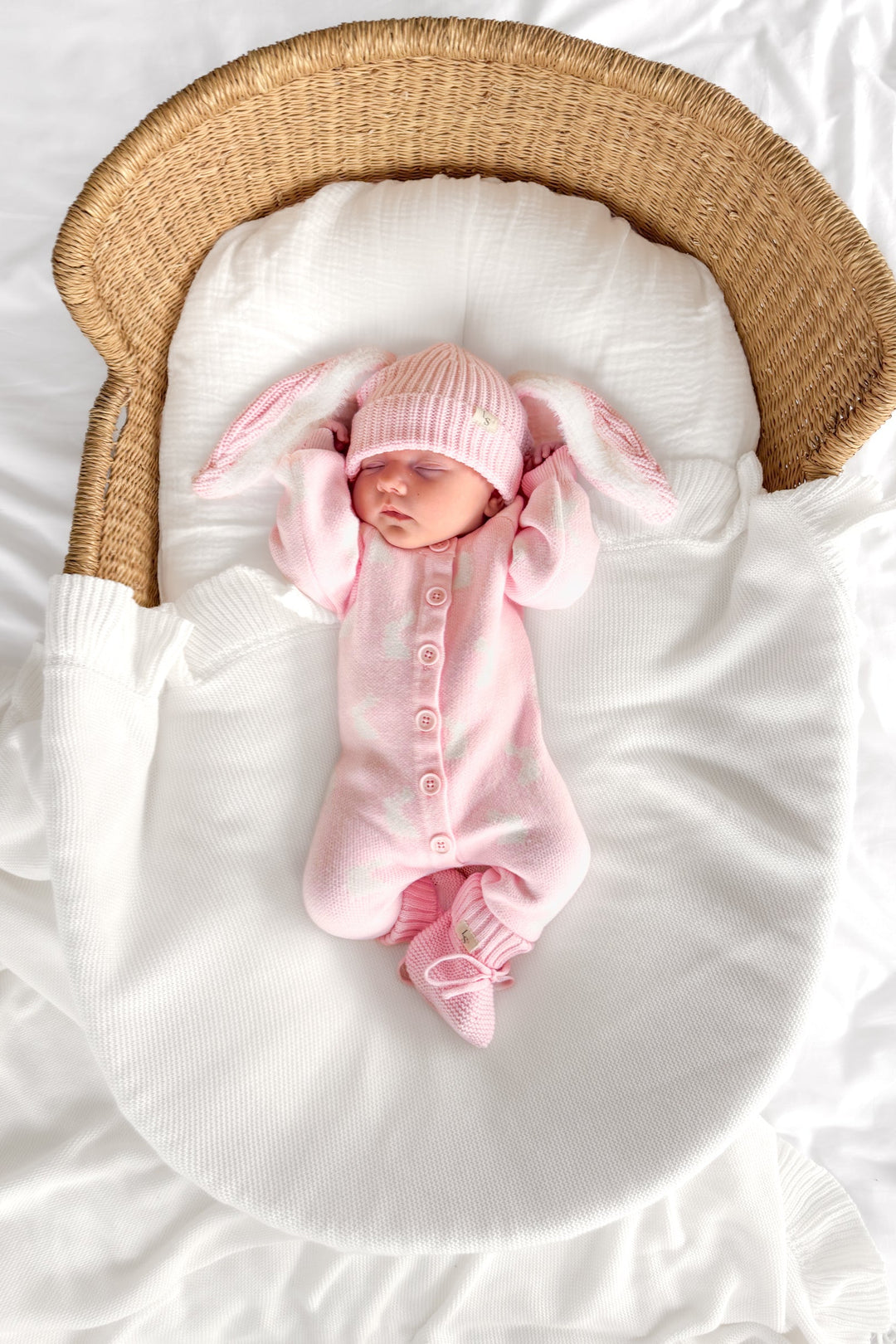Knitted Louie Romper - Little Bunny Ballerina Pink