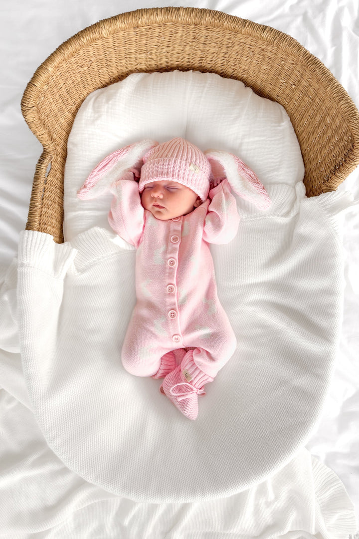 Knitted Louie Romper - Little Bunny Ballerina Pink