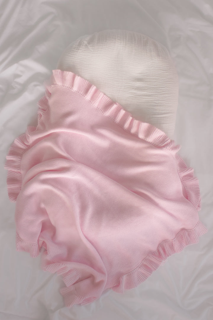 Ruffle Knitted Blanket - Ballerina Pink