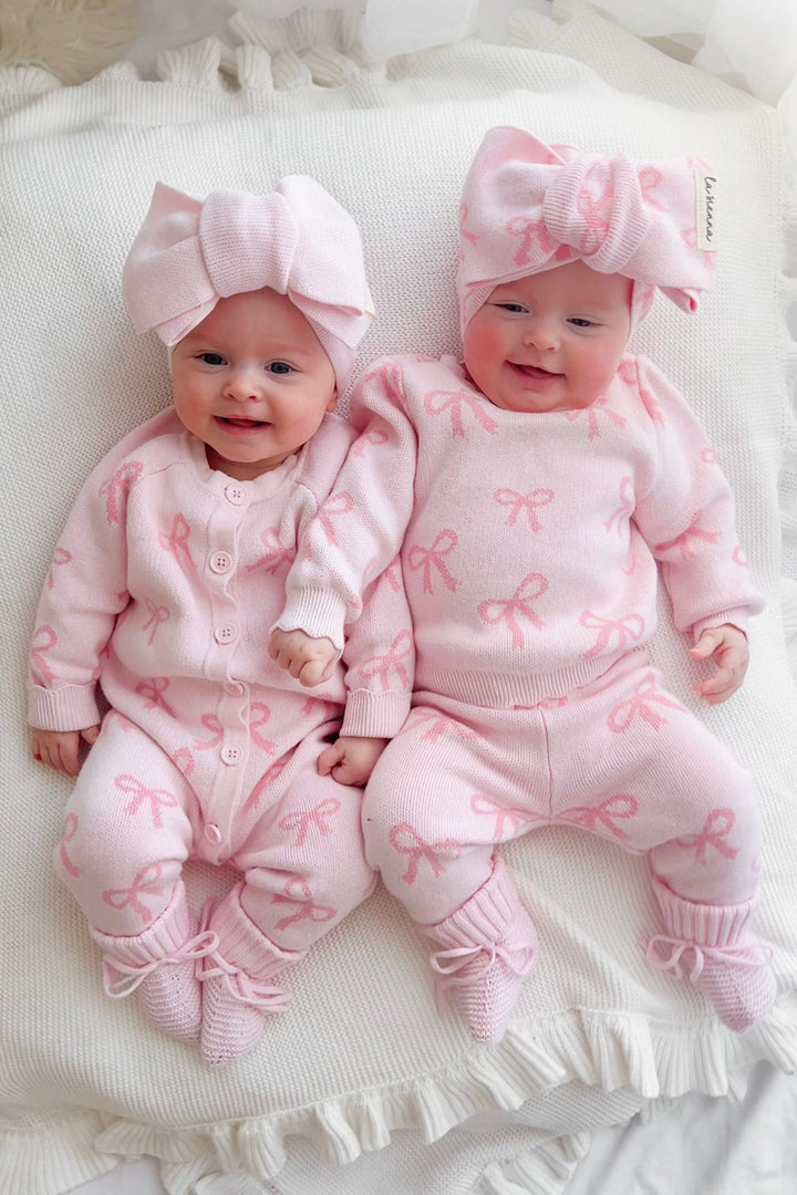 Knitted Pants - Pink Bows