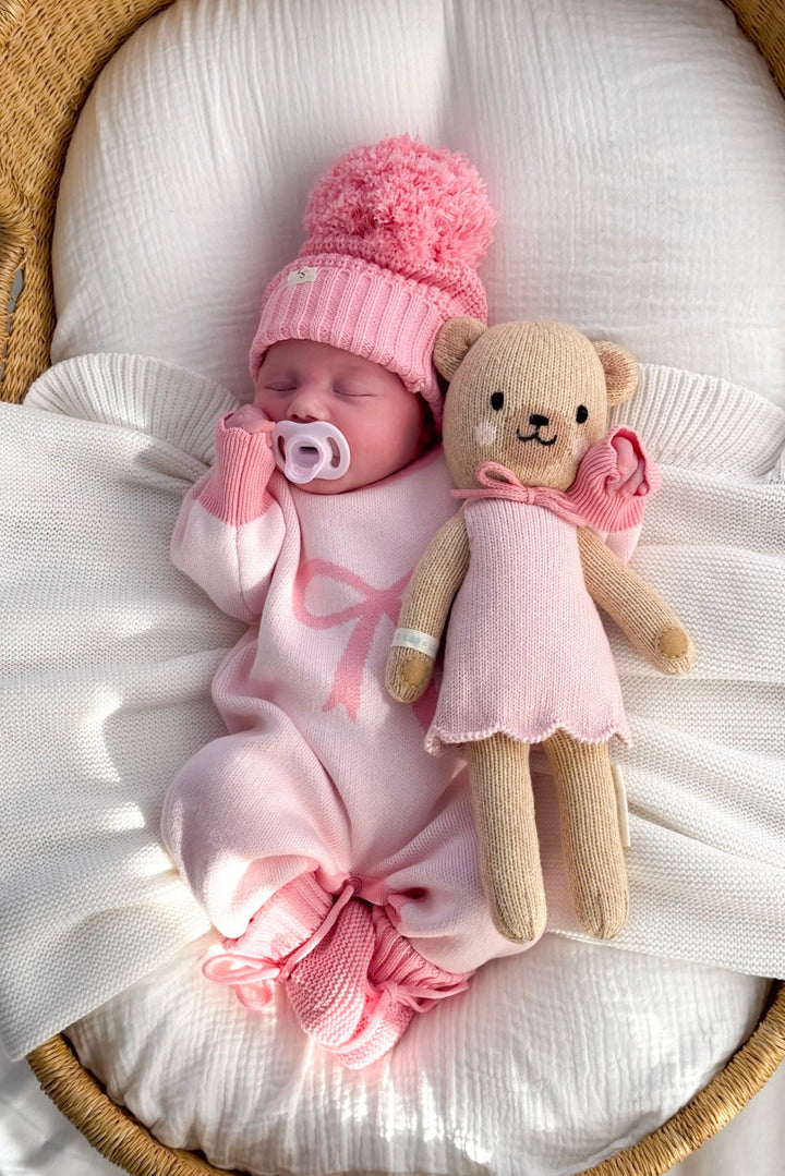 Knitted Jumpsuit - Pink Bows