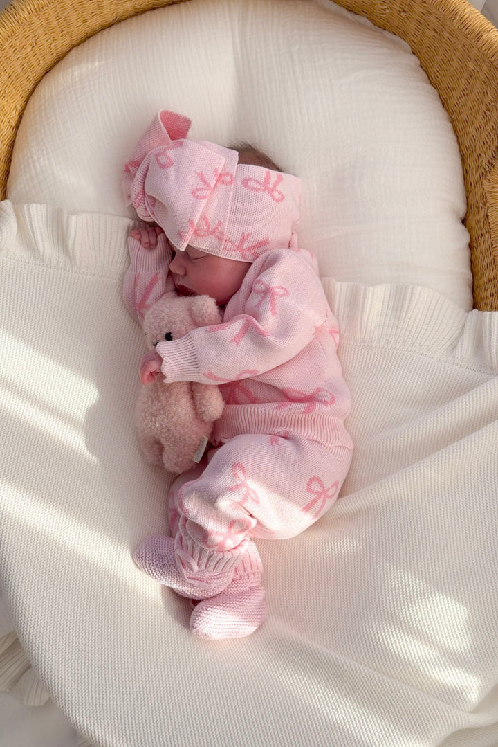 Knitted Pants - Pink Bows
