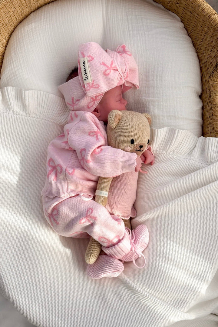 Knitted Headwrap - Pink Bows