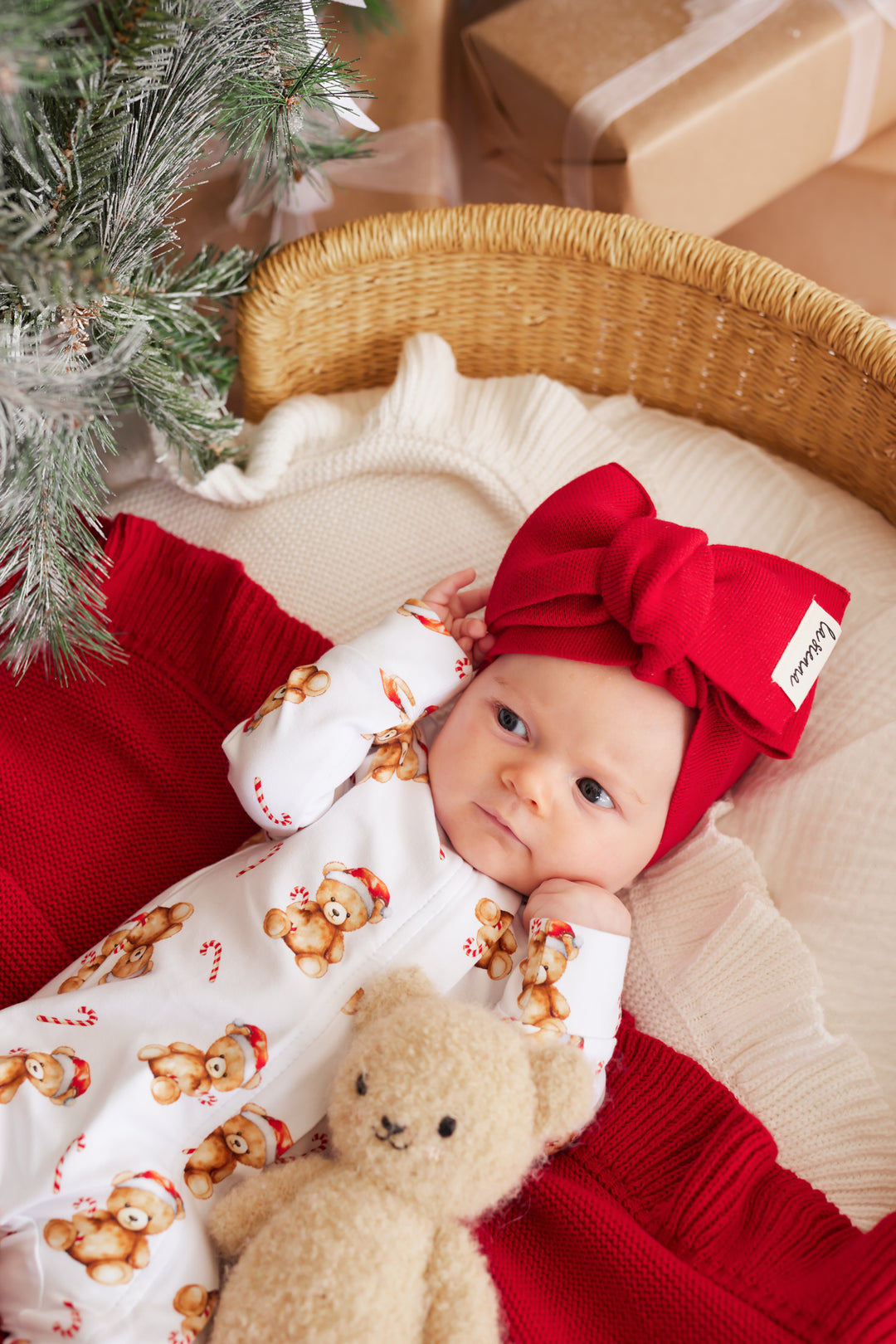 LS Zip Romper - Christmas Teddy