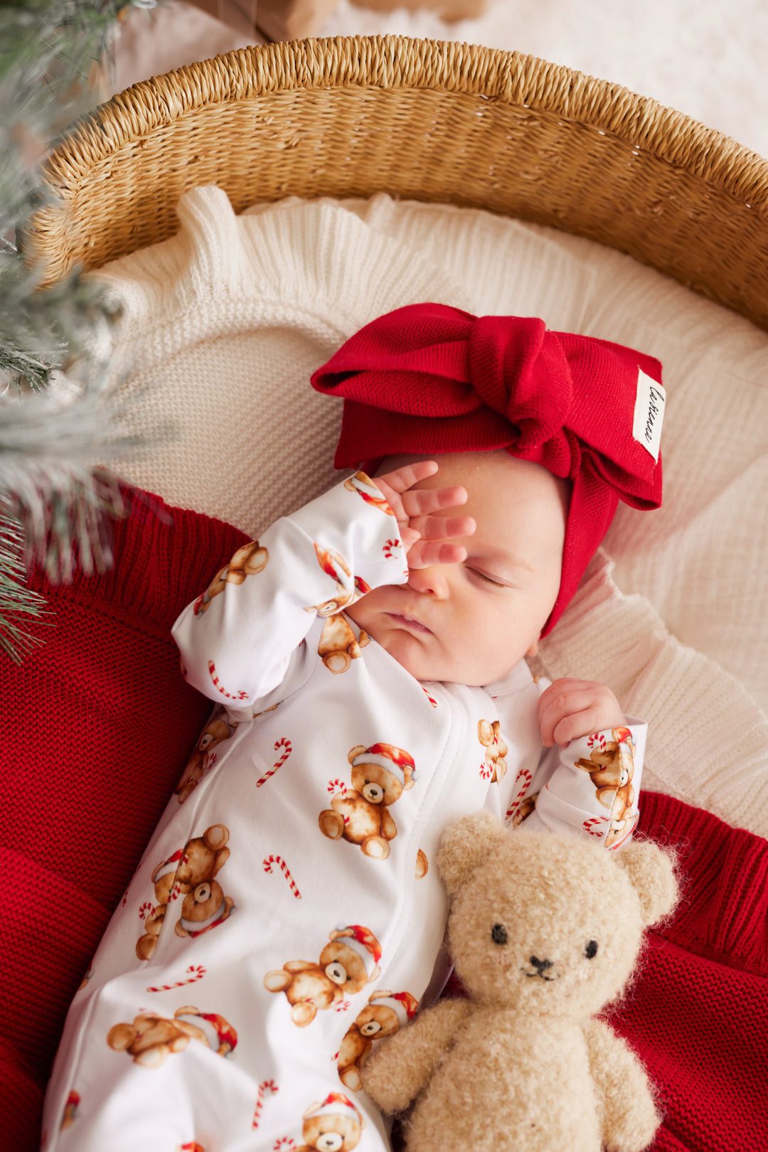 LS Zip Romper - Christmas Teddy