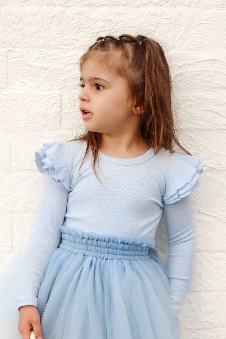 Cozy Long Sleeve Flutter - Ice Blue