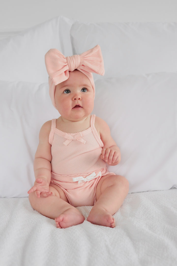 Waffle Dainty Singlet & Shorties Set - Peach Dust (Coming Soon)