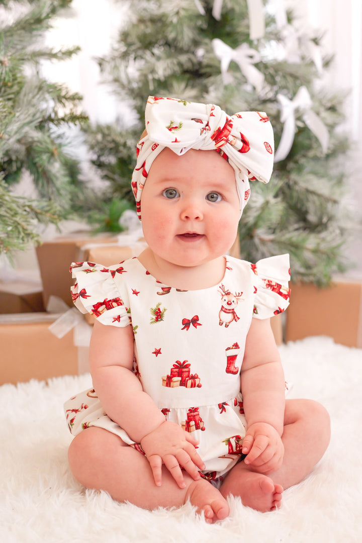 Short Sleeve Zipper Romper - Here Comes Santa Claus