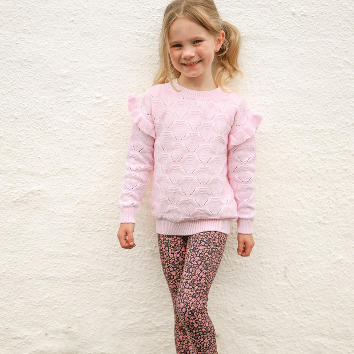girls long sleeve pink knit top