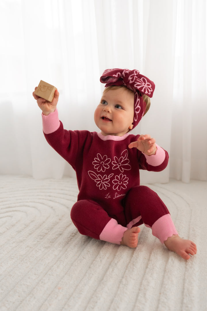 Knitted Jumpsuit - Merlot Bloom