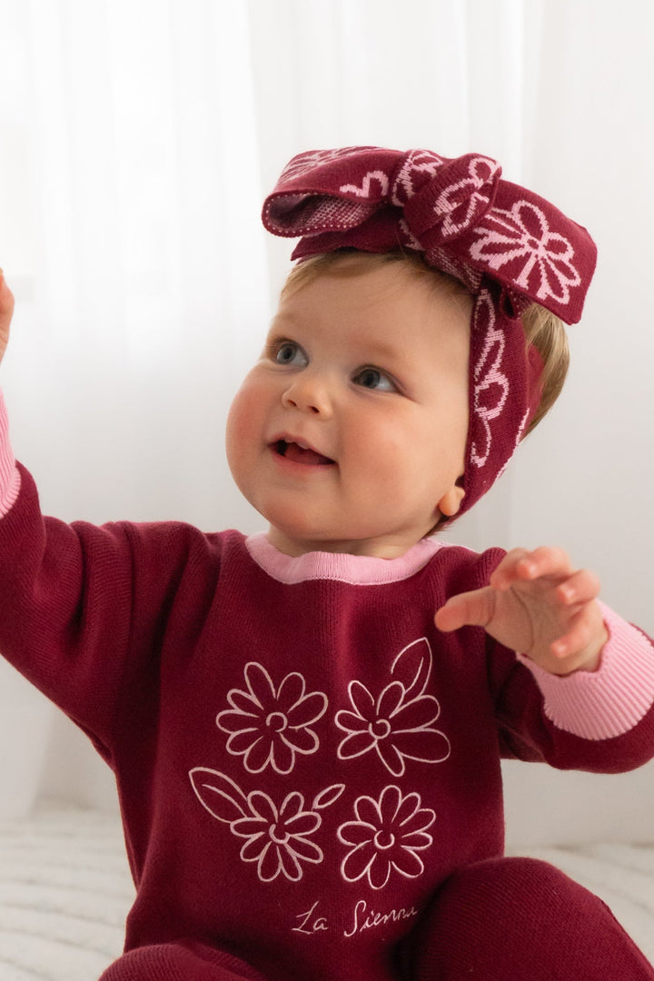 Knitted Headwrap - Merlot Bloom