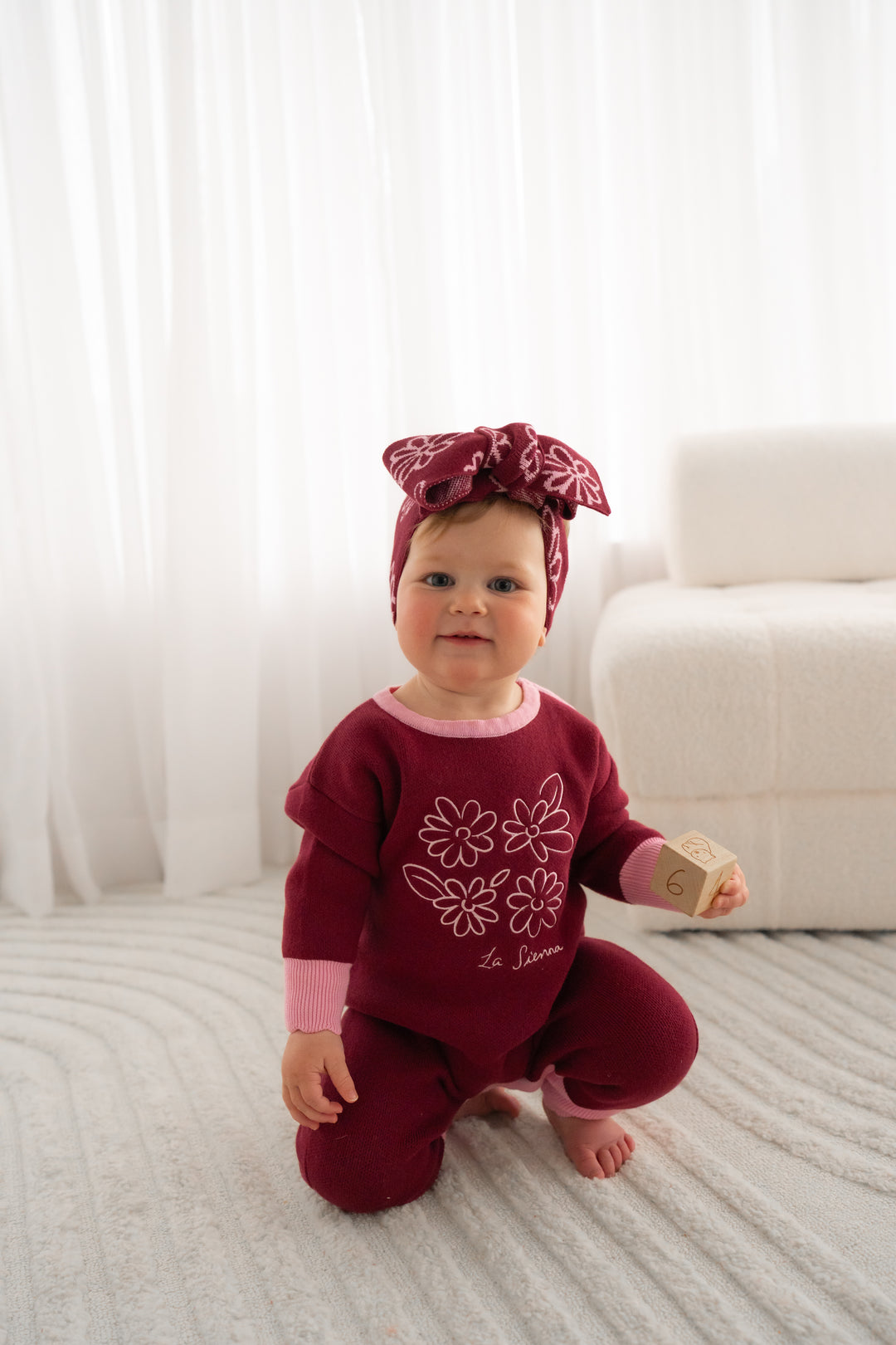 Knitted Jumpsuit - Merlot Bloom
