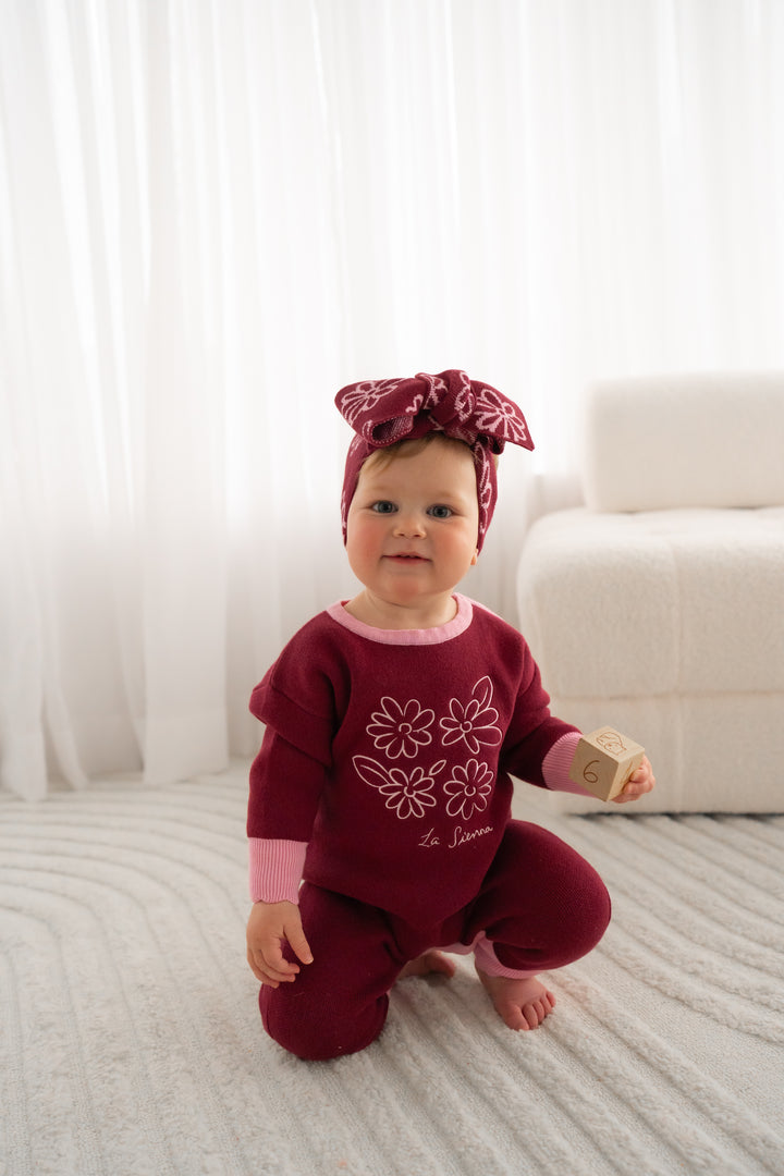 Knitted Jumpsuit - Merlot Bloom