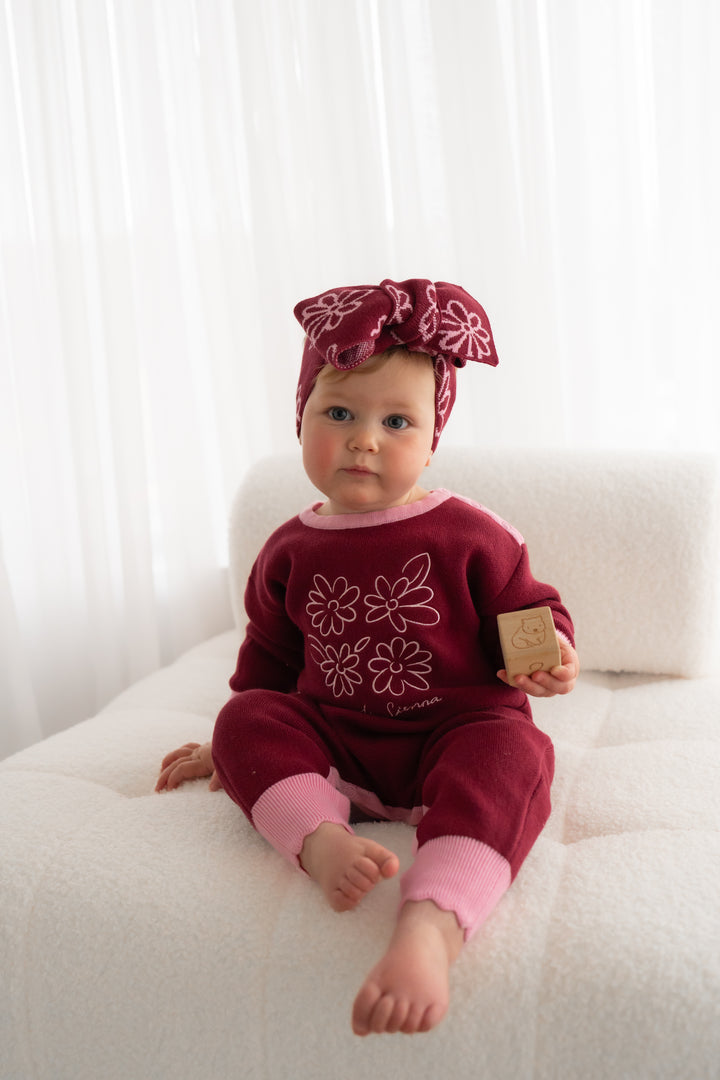 Knitted Jumpsuit - Merlot Bloom