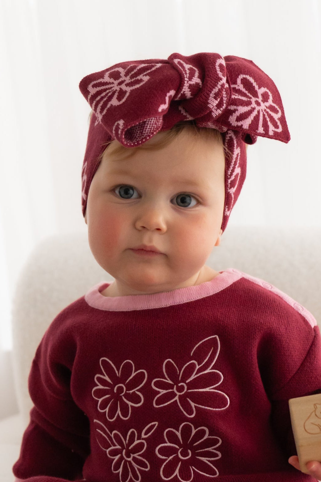 Knitted Headwrap - Merlot Bloom