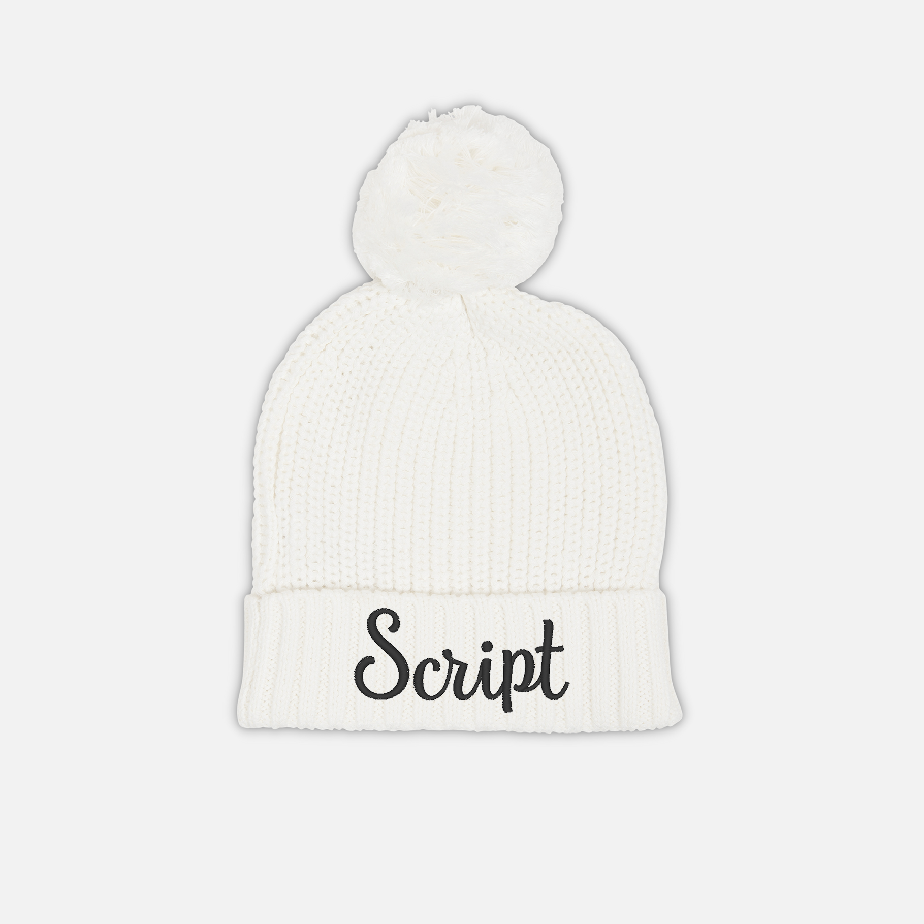 Embroidered Chunky Knit Beanie - Marshmallow
