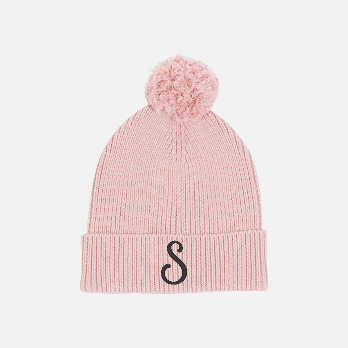 Embroidered Knitted Beanie - Rose Quartz