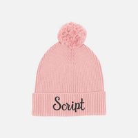 Embroidered Knitted Beanie - Rosewood