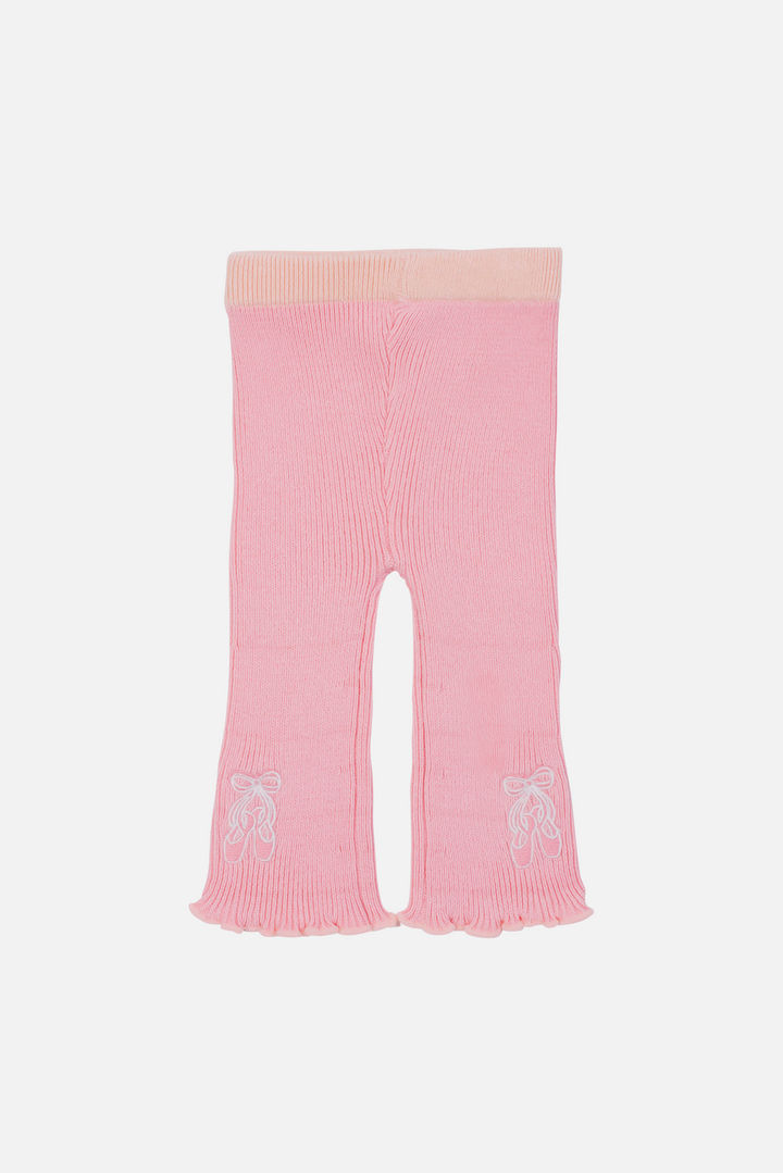 Knitted Flare Leggings - Ballet Pink