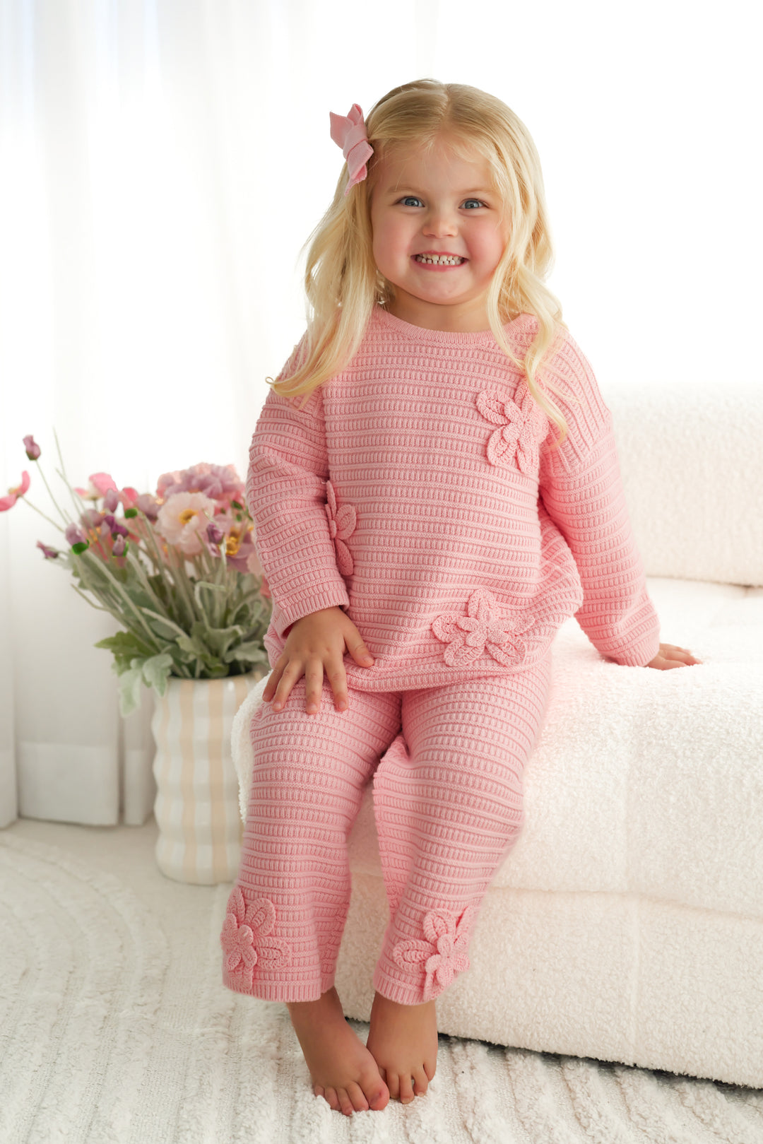 Knitted Wide Leg Pants - Ballet Pink