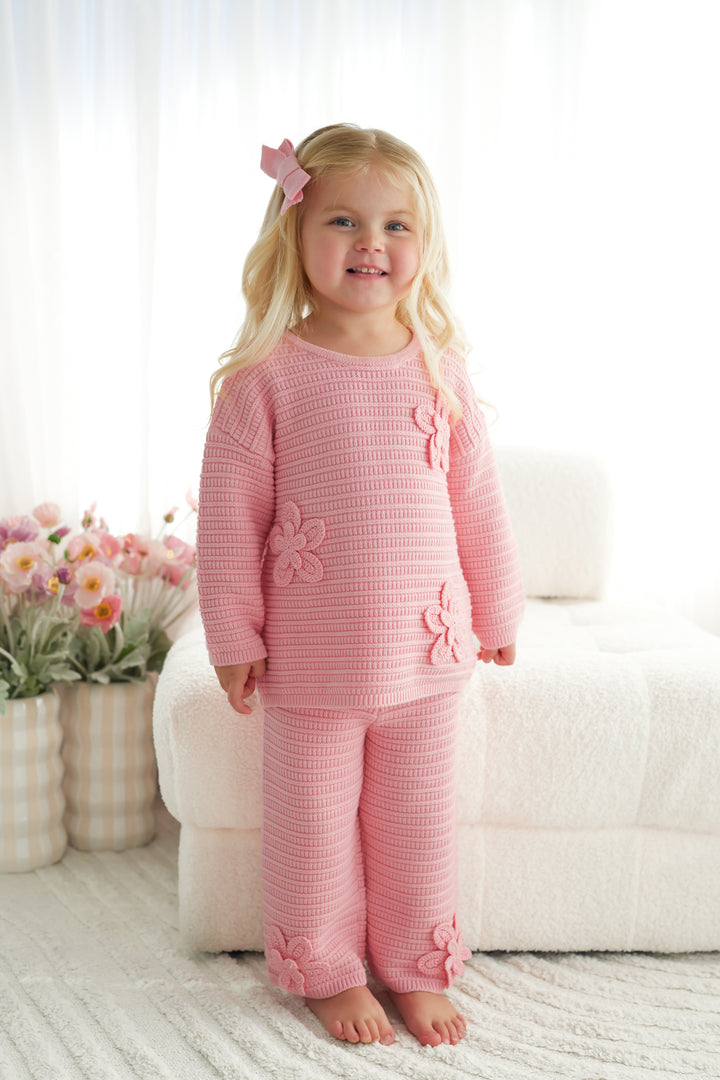 Knitted Wide Leg Pants - Ballet Pink