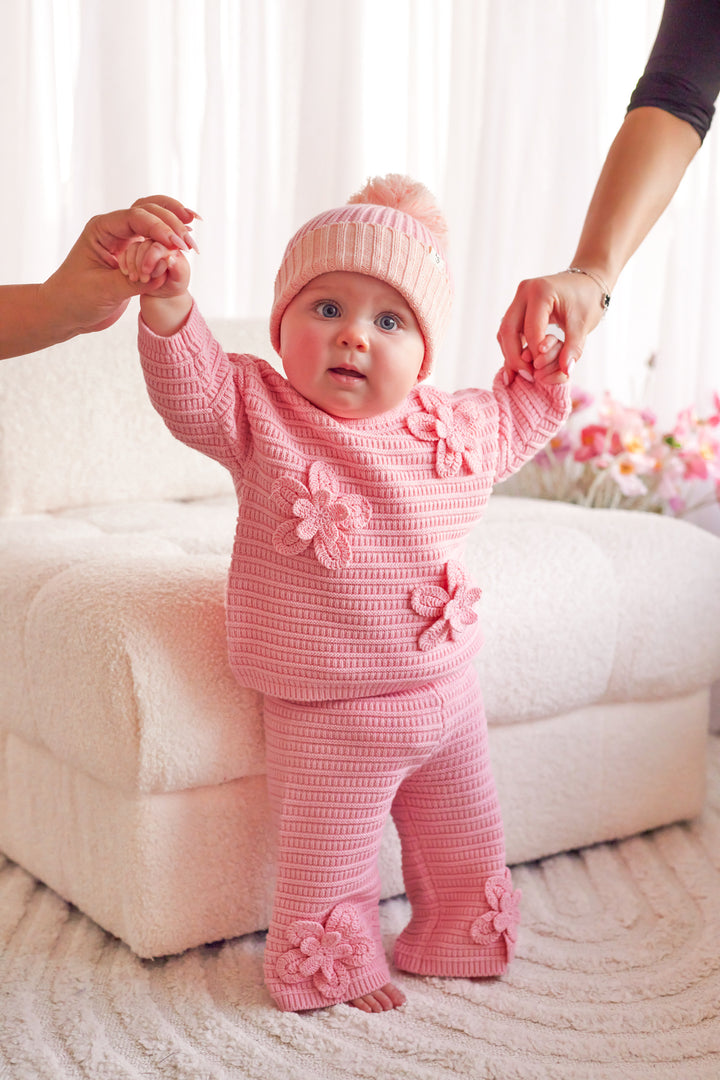 Knitted Wide Leg Pants - Ballet Pink