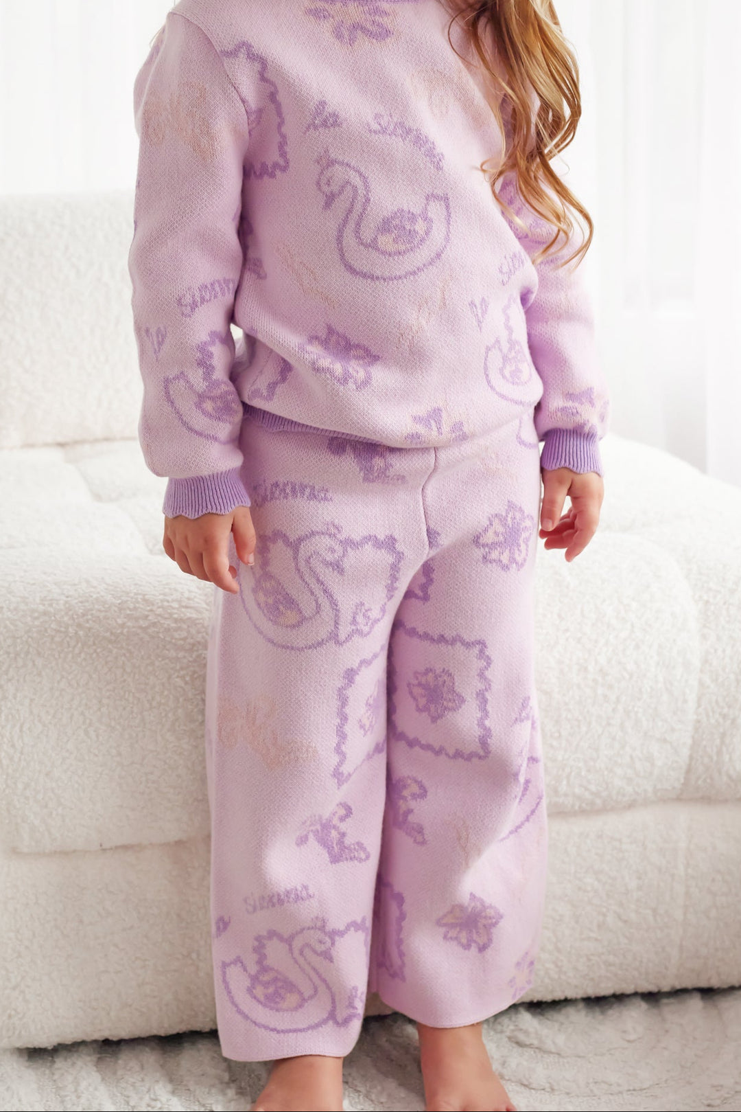 Knitted Wide Leg Pants - Swan
