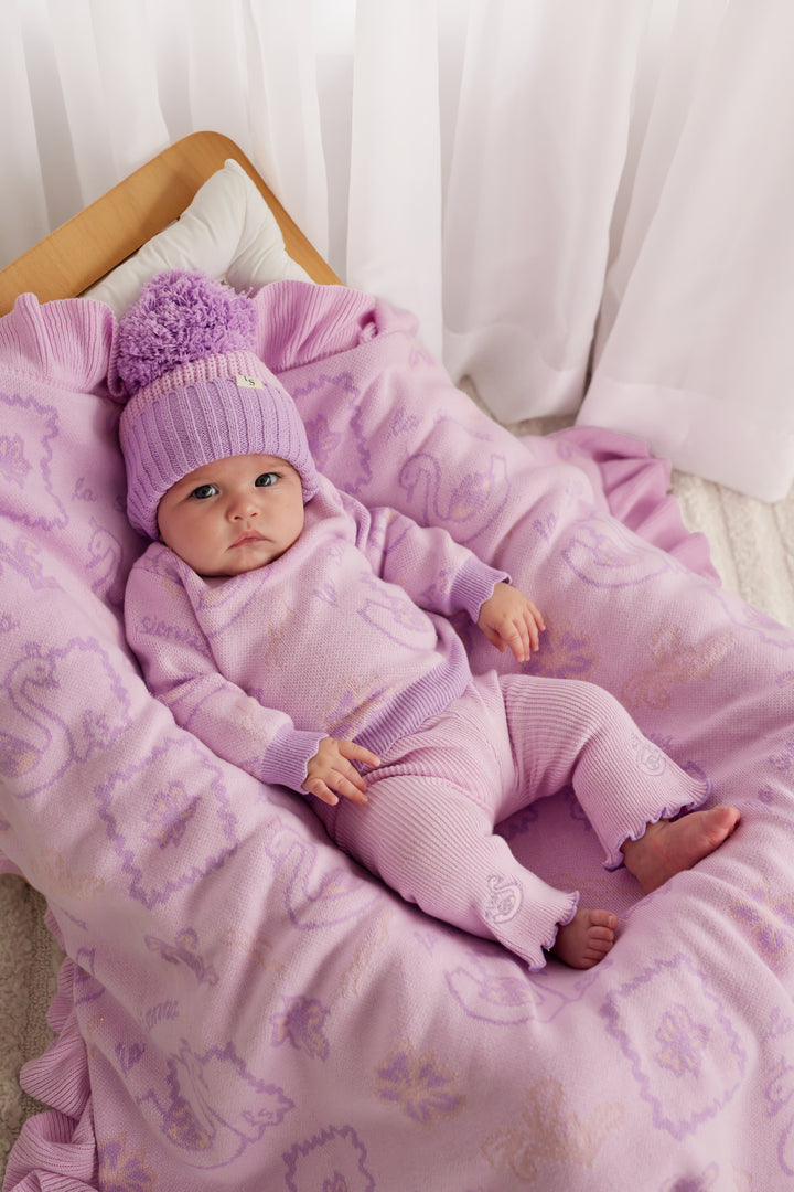 Knitted Flare Leggings - Lavender