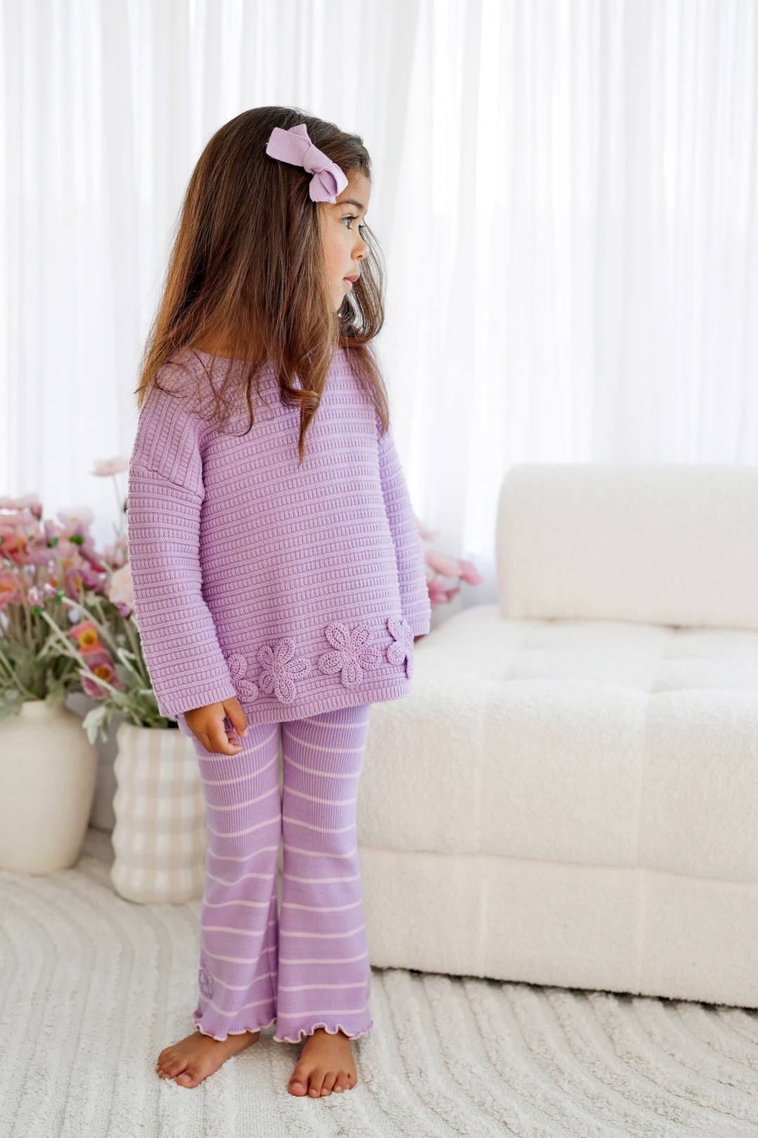 Knitted Flare Leggings - Wisteria Stripe