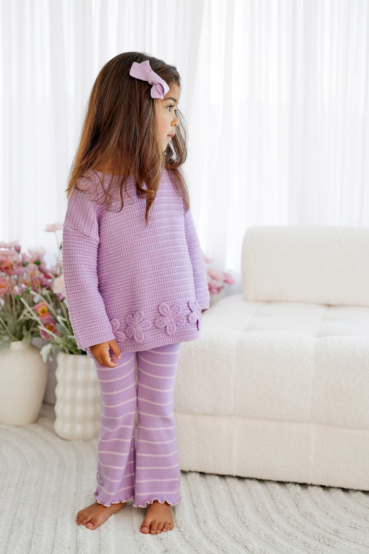 Knitted Flare Leggings - Wisteria Stripe