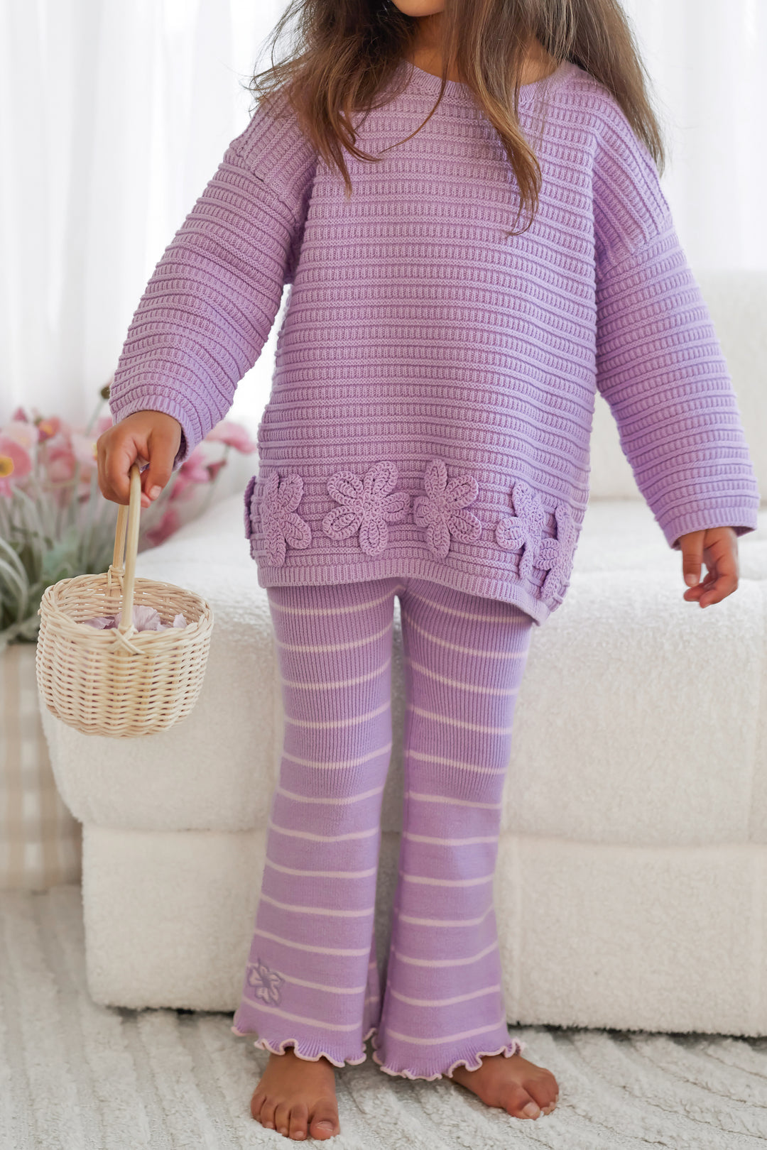 Knitted Flare Leggings - Wisteria Stripe