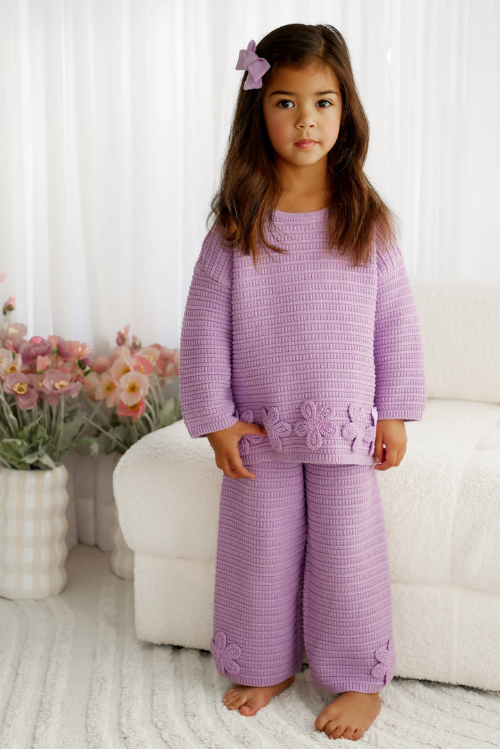 Knitted Wide Leg Pants - Wisteria