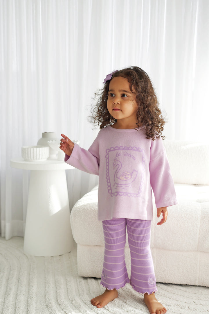 Knitted Flare Leggings - Wisteria Stripe