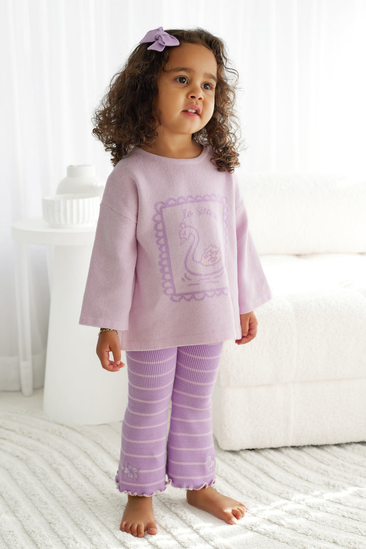Knitted Flare Leggings - Wisteria Stripe