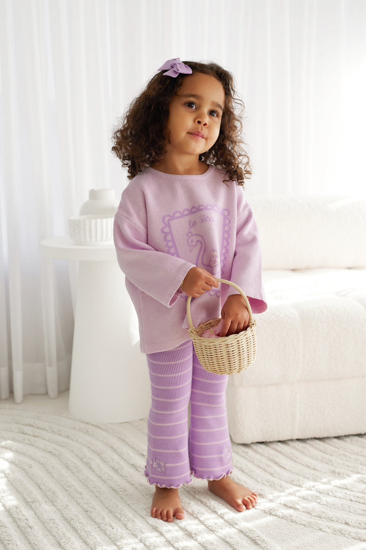 Knitted Flare Leggings - Wisteria Stripe