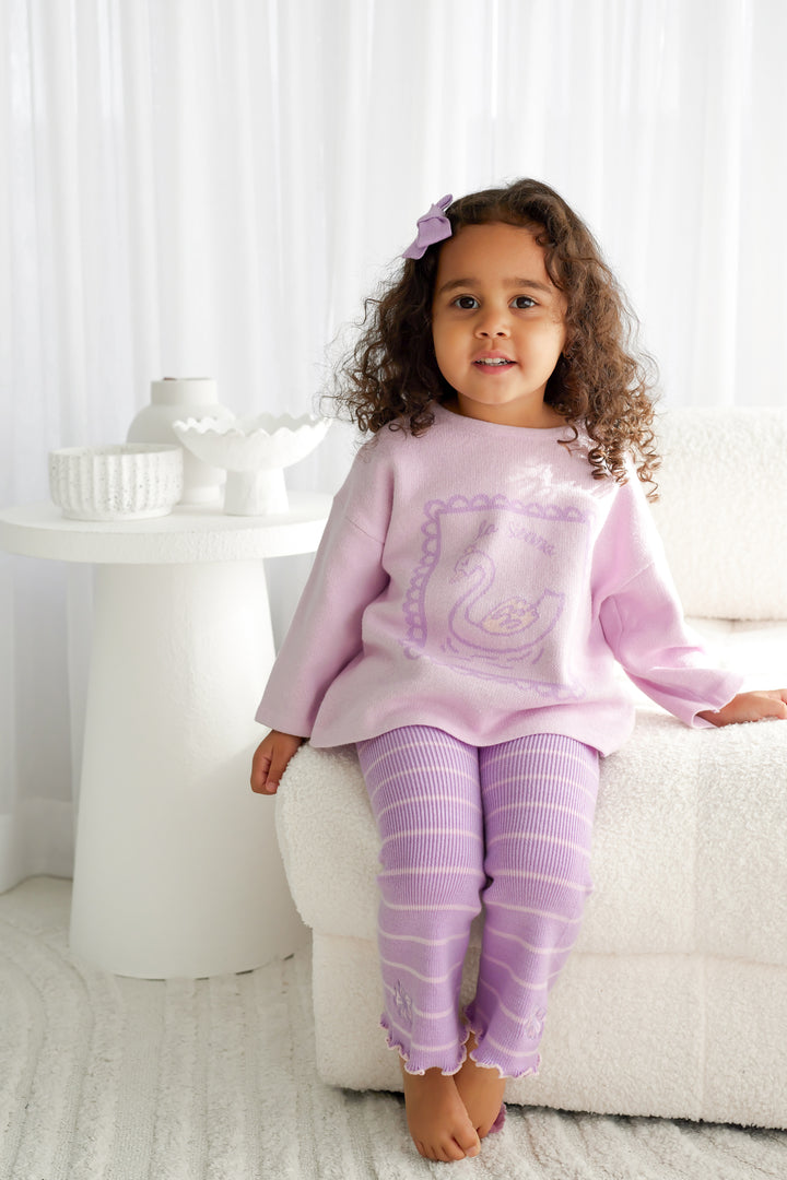 Knitted Long Sleeve Tee - Lavender