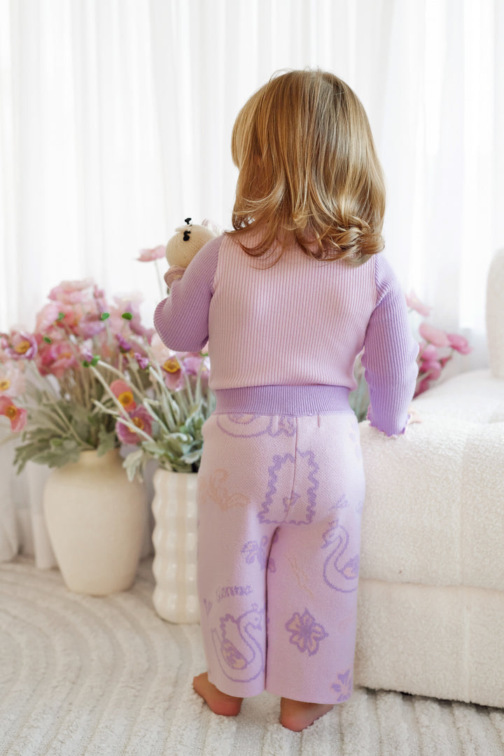 Knitted Wide Leg Pants - Swan