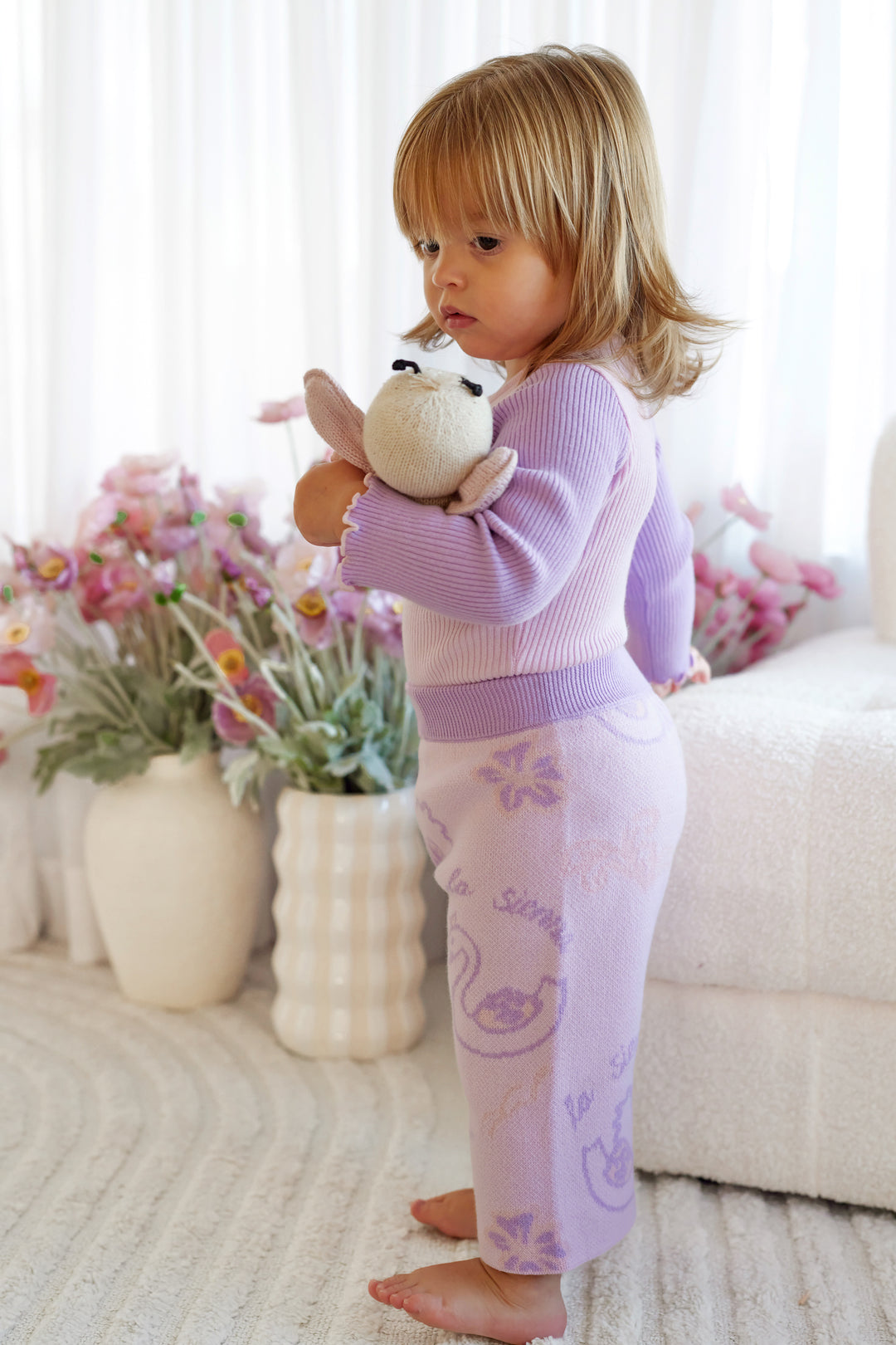 Knitted Wide Leg Pants - Swan