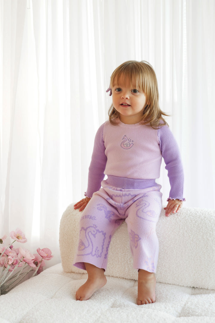 Knitted Wide Leg Pants - Swan