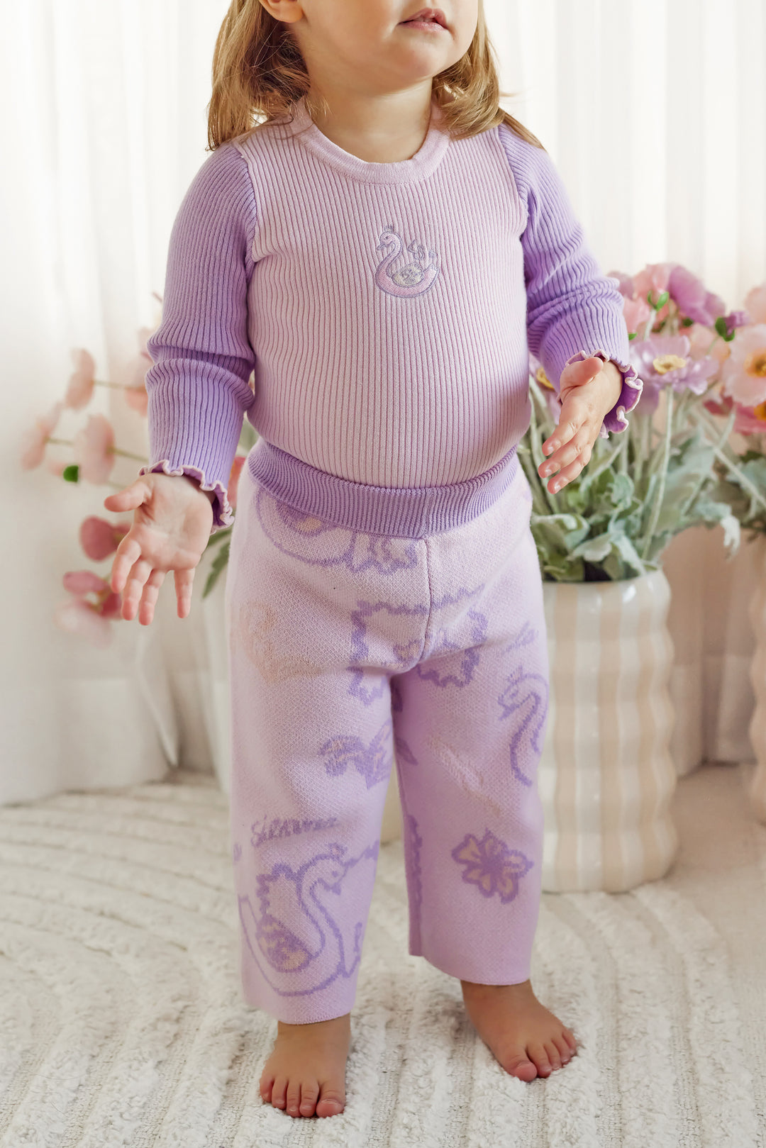 Knitted Wide Leg Pants - Swan